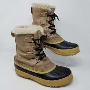 SOREL VTG Manitou Leather Wool Lined Duck Boots